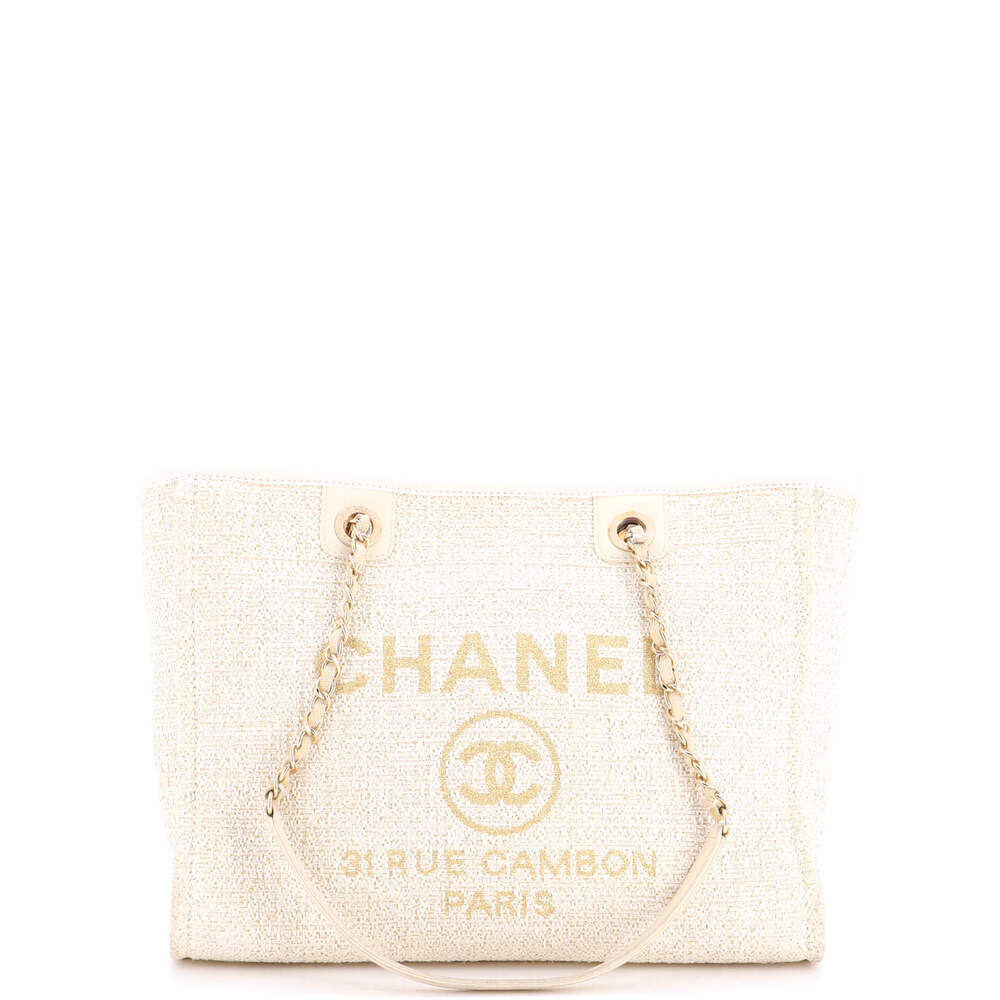 Chanel Small Deauville Tote Raffia with Glitter Detail